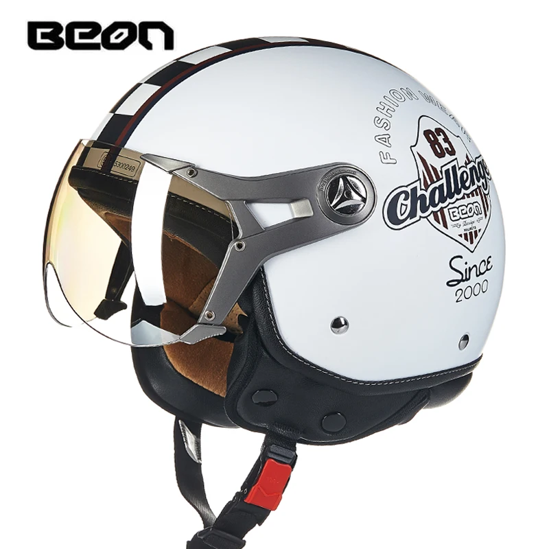 BEON мотоциклетный шлем мотоциклетный скутер 3/4 с открытым лицом halmet Кроссовый винтажный шлем мотоциклетный шлем Casco Motocicleta Capacete - Цвет: Matte white 88