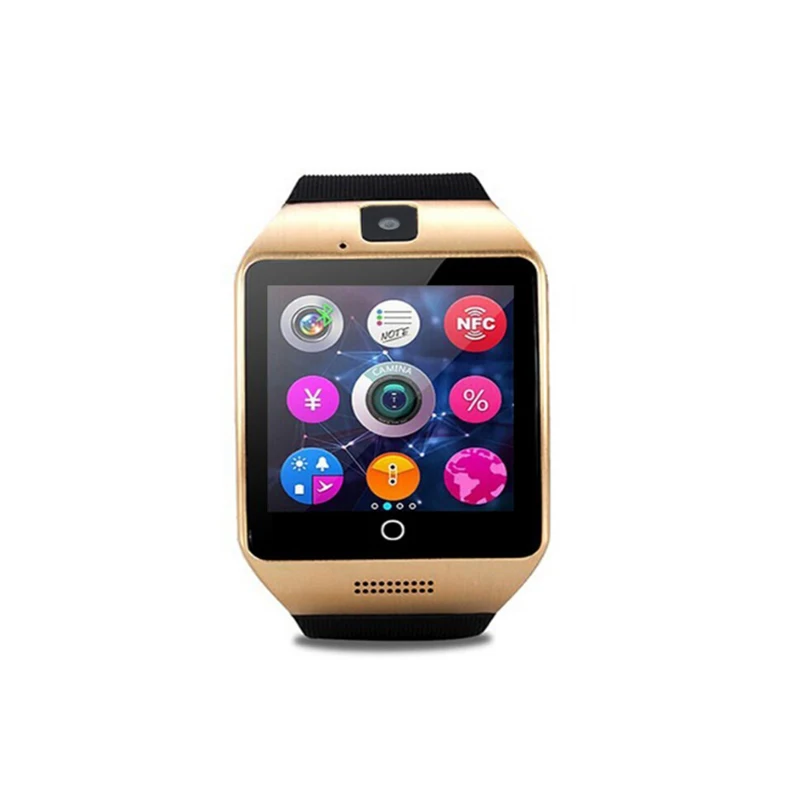 Q18 Bluetooth Смарт-часы вызов Relogio 2G GSM SIM TF карта камера для iOS Android телефонный шагомер часы - Цвет: Smartwatch Gold