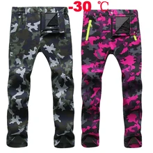 На температуру-30 градусов, Для женщин Для мужчин зимний лыжный треккинг Флисовая теплая флисовая брюки для девочек рыбалка кемпинг Пеший Туризм Лыжный Спорт Брюки Водонепроницаемый с защитой от ветра