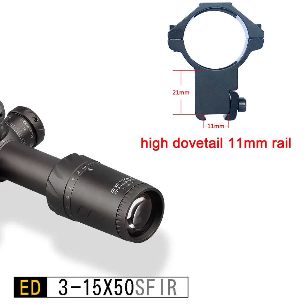 Обнаружение ED 3-15x50 SFIR тактическая оптика охотничий Riflescope чрезвычайно низкий хроматический дисперсионный первая фокальная плоскость винтовка Сфера - Цвет: high dovetail 11mm