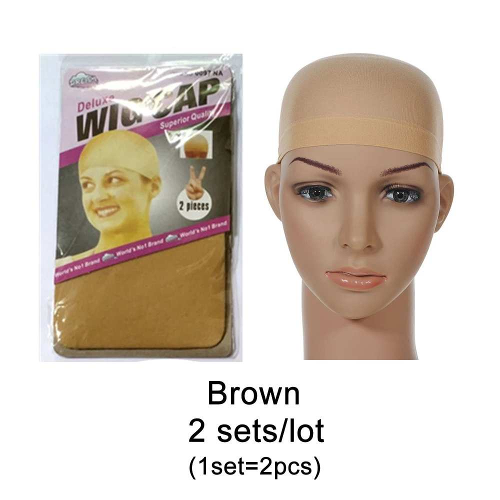 Brown 2sets Две открытые сетки для волос, женский эластичный парик, шапка s, унисекс, чулок, парик, лайнер, шапка, снуд, нейлоновые эластичные сетчатые волосы, купить 1 получить 1 бесплатный подарок - Цвет: Brown 2sets