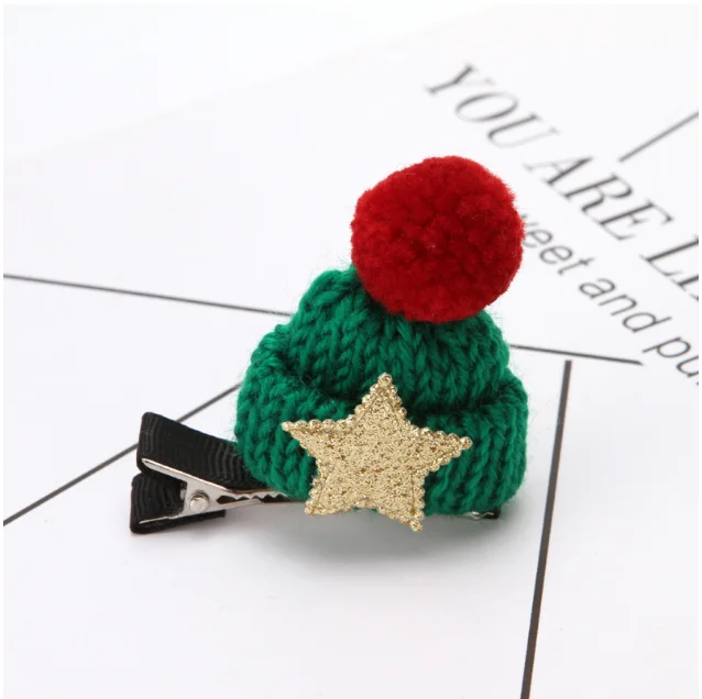 hat green 1/2/4 шт./компл. Рождественская заколка для волос, комплект яркого Санта Клаус заколка для волос, для детей, для девочек, повязка на голову с соской зажим Рождественская заколка для волос для детей - Цвет: hat green