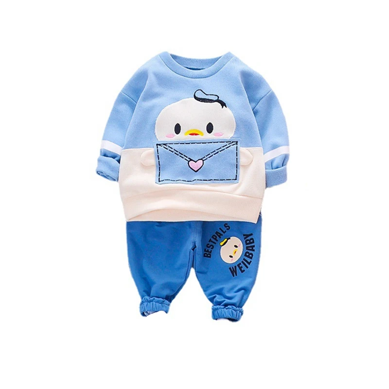 New Spring Autumn Baby Boy Girls Clothes Children Cotton Cartoon T Shirts Pants 2Pcs/sets Infant Kids Fashion Toddler Tracksuits | Детская
