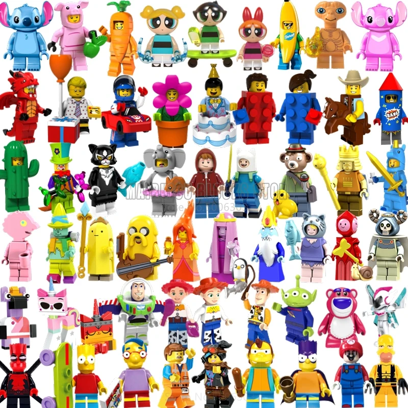 

Cartoon Anime Building Blocks Action Figures Set Donald Duck Minnie Fire Dragon Man Model Bricks Toy Story Movie Figure Kid Toys