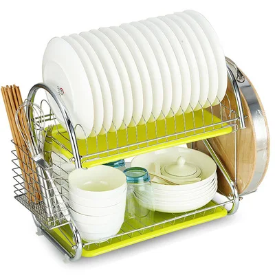 S-тип 2 яруса сушилка для посуды домашняя сушилка для посуды корзина покрытая утюгом отличная кухонная сушилка для посуды сушилка Органайзер - Цвет: D