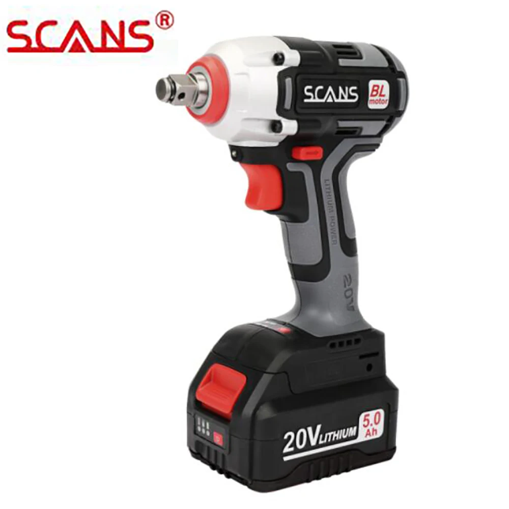 SCANS S4180 20V Cordless 1/2inch Impact Wrench  Socket Wrench Brushless 310NM Max Torque with 20v 5000mAh Battery Wrench-power cameron sino 5000mah oscilloscopes battery batt shs800 for siglent shs800 shs1000