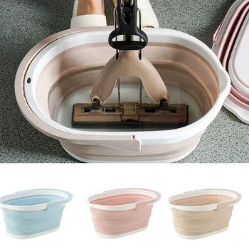 

Newly Foldable Mop Bucket Collapsible Portable Wash Basin Dishpan With Handle for Outdoor XSD88
