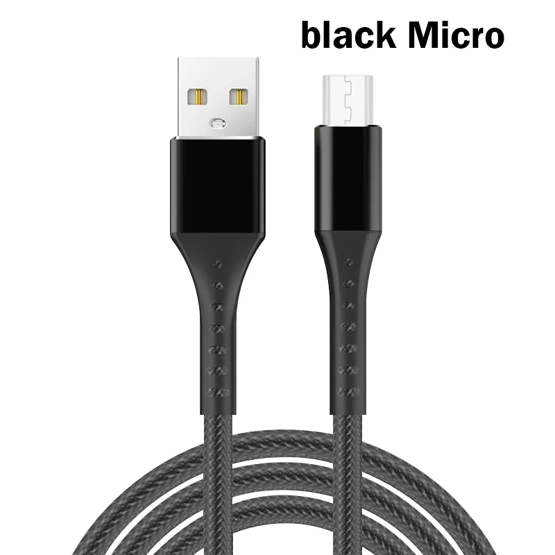 H32 быстрое зарядное устройство кабель для iOS 1 м USB линия передачи данных USB кабель для зарядки данных type-C Micro USB Мобильный телефон 3A Android супер зарядное устройство - Цвет: Black for Micro