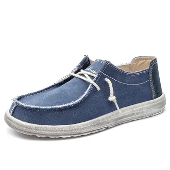 

2020 Men's Canvas Shoes Fashion Breathable Casual Driving Shoes Soft Loafers Male Leisure Footwear Men Flat Shoes Size 39-48
