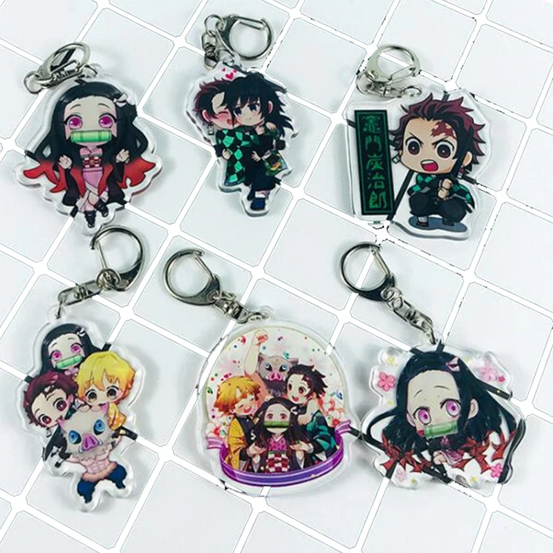 Брелок для ключей Kimetsu no Yaiba женщин и мужчин акриловый модный брелок с кулоном в