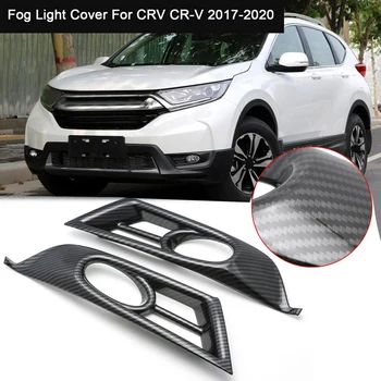 

for Honda CRV CR-V 2017-2020 Carbon Fiber Look Car Front Bumper Fog Light Lamp Frame Cover Trims