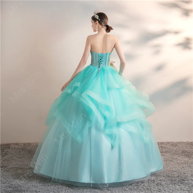 Ice Blue Quinceanera Dresses Party Prom Elegant Strapless Ball Gown 6 Colors Formal Homecoming Dress Customized party dress quinceanera dresses