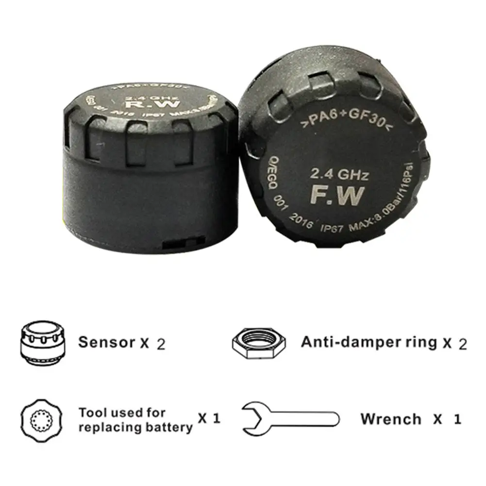 2 шт. Автомобильный датчик давления в шинах TPMS для мотоцикла система контроля давления в шинах ЖК-дисплей Водонепроницаемый для мотоциклов