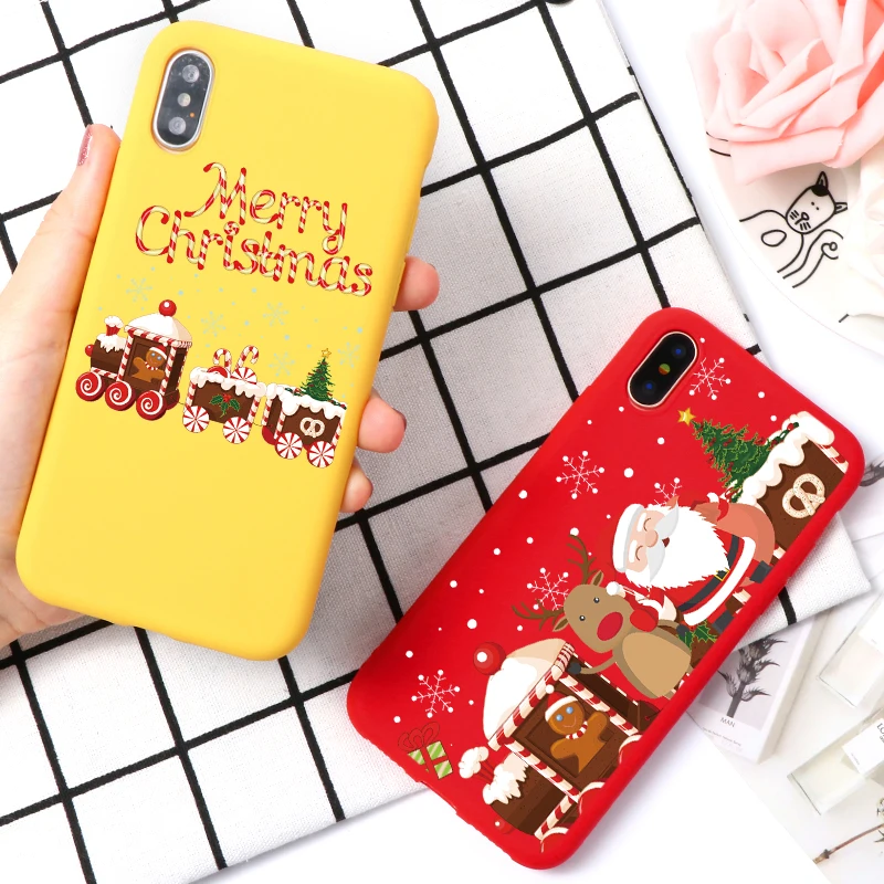 

Candy Color Case For iPhone 11 Pro Max Christmas Phone Case for iPhone 6 6S 7 8 Plus 5 SE Matte TPU Coque For iphone XR XS Max X