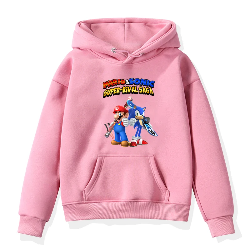 

Sonic and Mario Print Hoodies Toddler Girls Boys Sweatshirts Autumn Winter Hooded Coat Outwear Jackets Children Baby Clothing