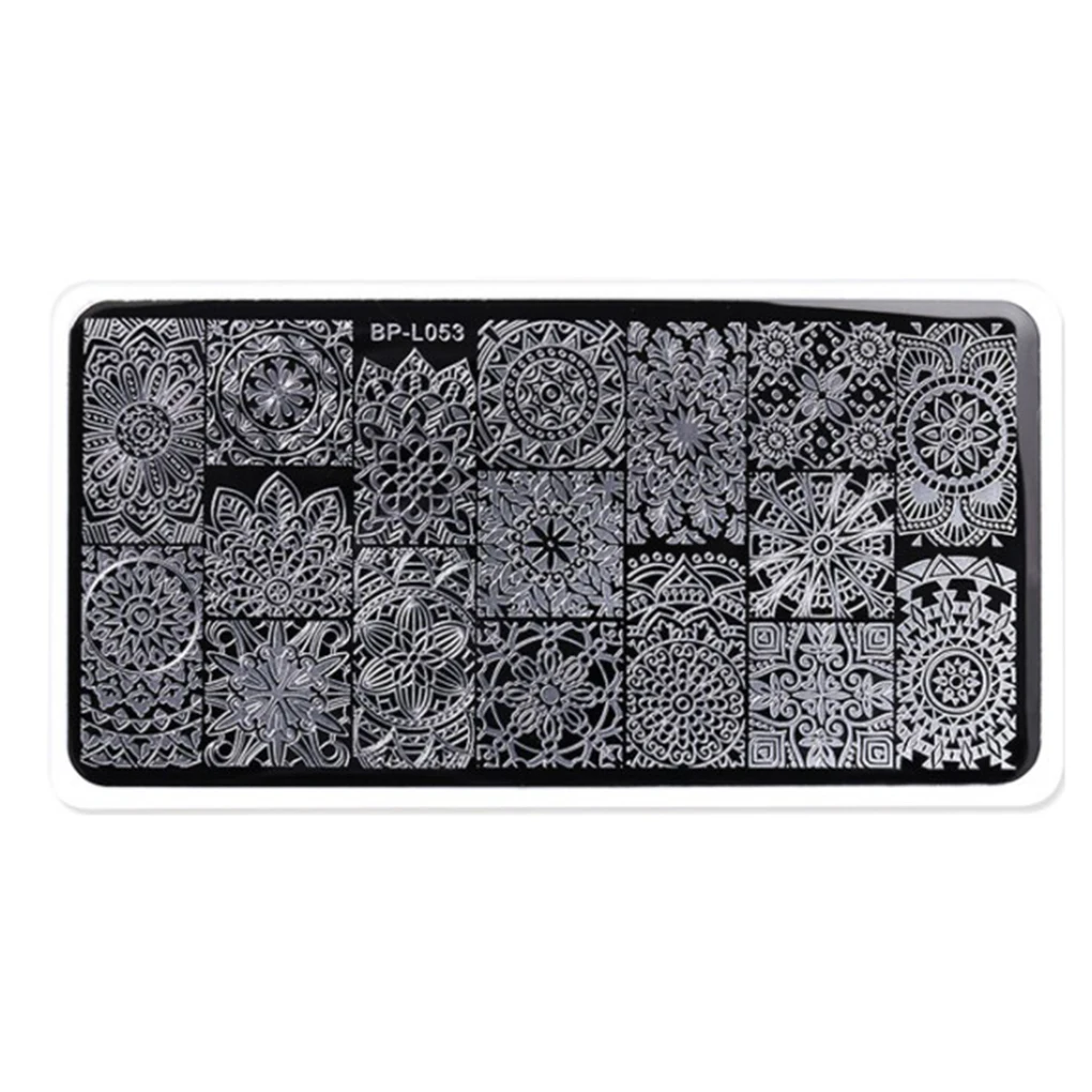 Примеры глубины гравировки по ногтей Stamp Plate 3D прямоугольник с геометрическим узором Дизайн ногтей гель лак пластины для стемпинга
