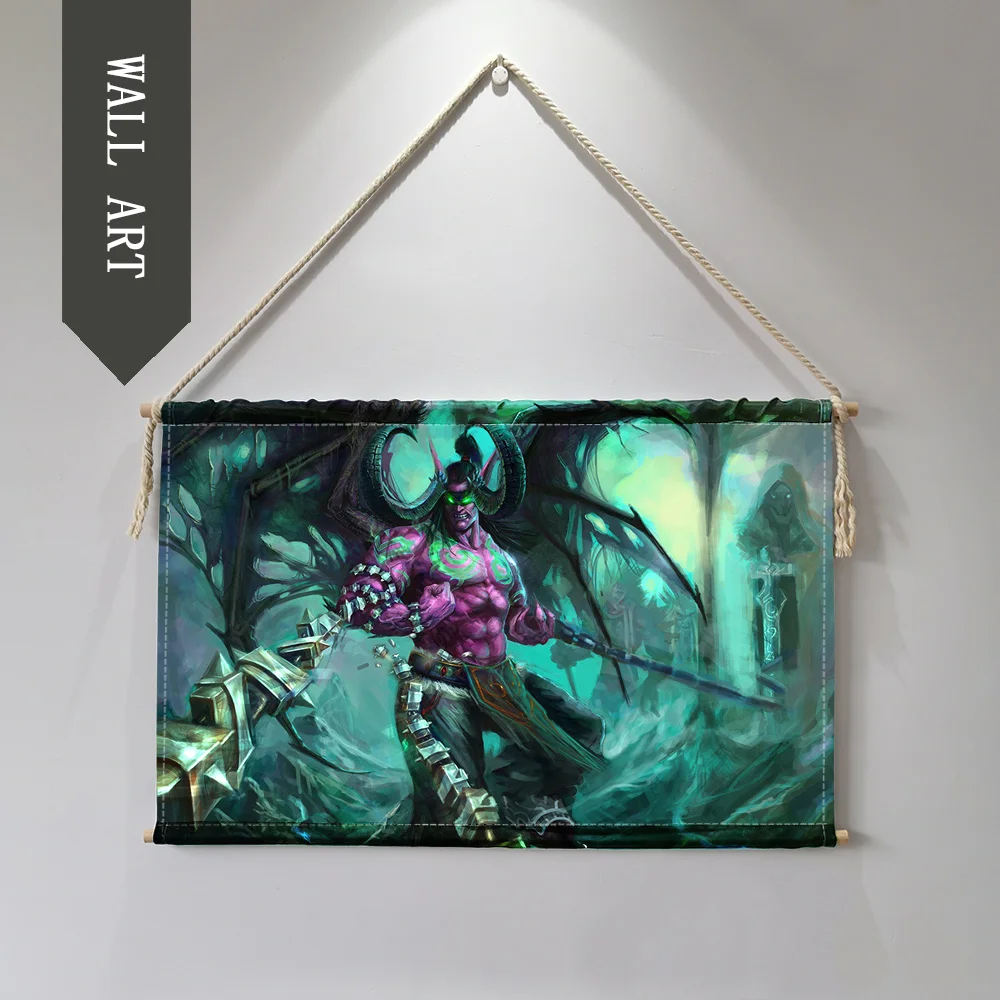 2 World of Warcrafts игра Lich King Висячие настенные художественные плакаты современные твердые деревянные ткани живопись вал прокрутки декоративные картины - Цвет: 2