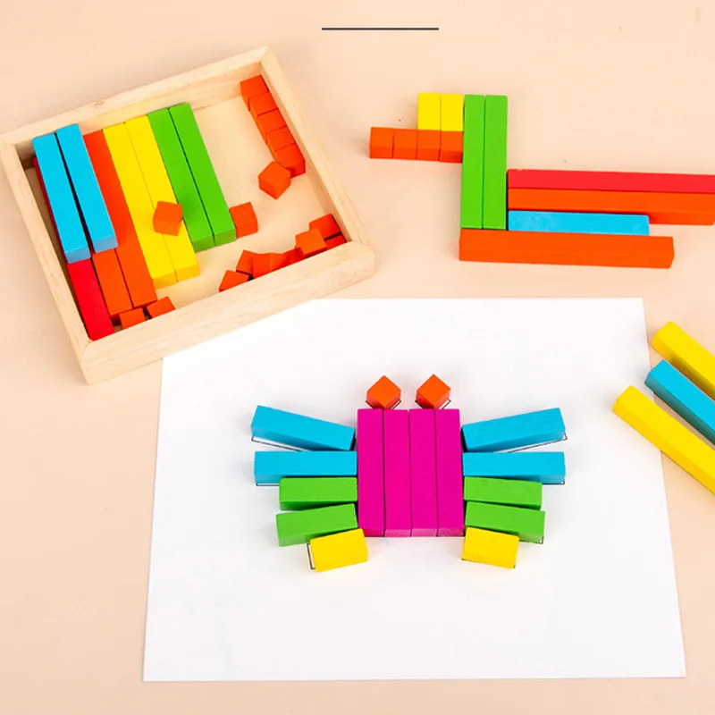

Kids Wooden Rainbow Building Blocks Sticks Sticks Teaching Aids Children's Early Education Toys Enlightenment Building Blocks