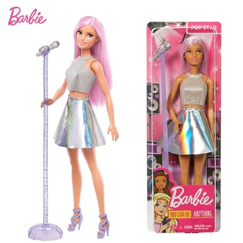 

Barbie Career Pop Star Doll with Pink Hair A Microphone and Stand Singing Star Dreamer Toy for Childeren Birthday Gift FXN98