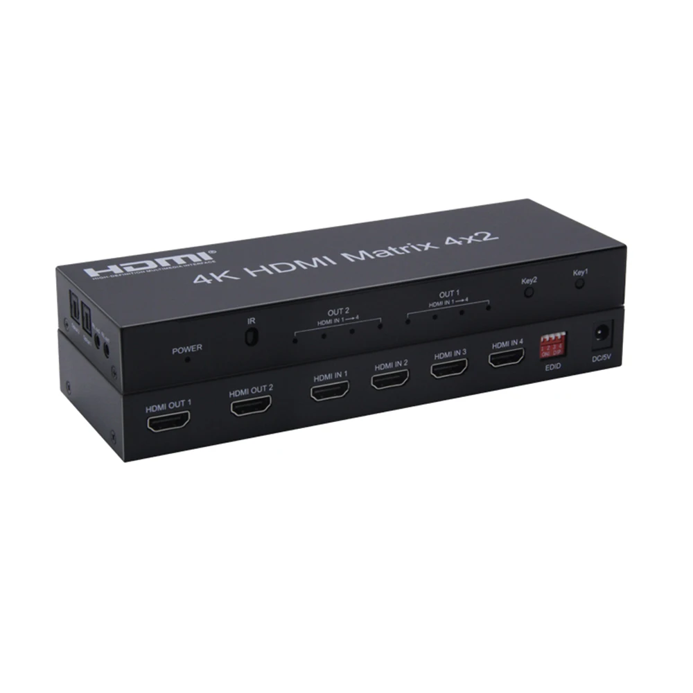 HDMI 1,4 Matrix 4x2 4K 30Hz HDMI EDID сплиттер матрицы поддержка двойного аудио выхода оптическим и стерео HDMI 1,4/3D/4 K