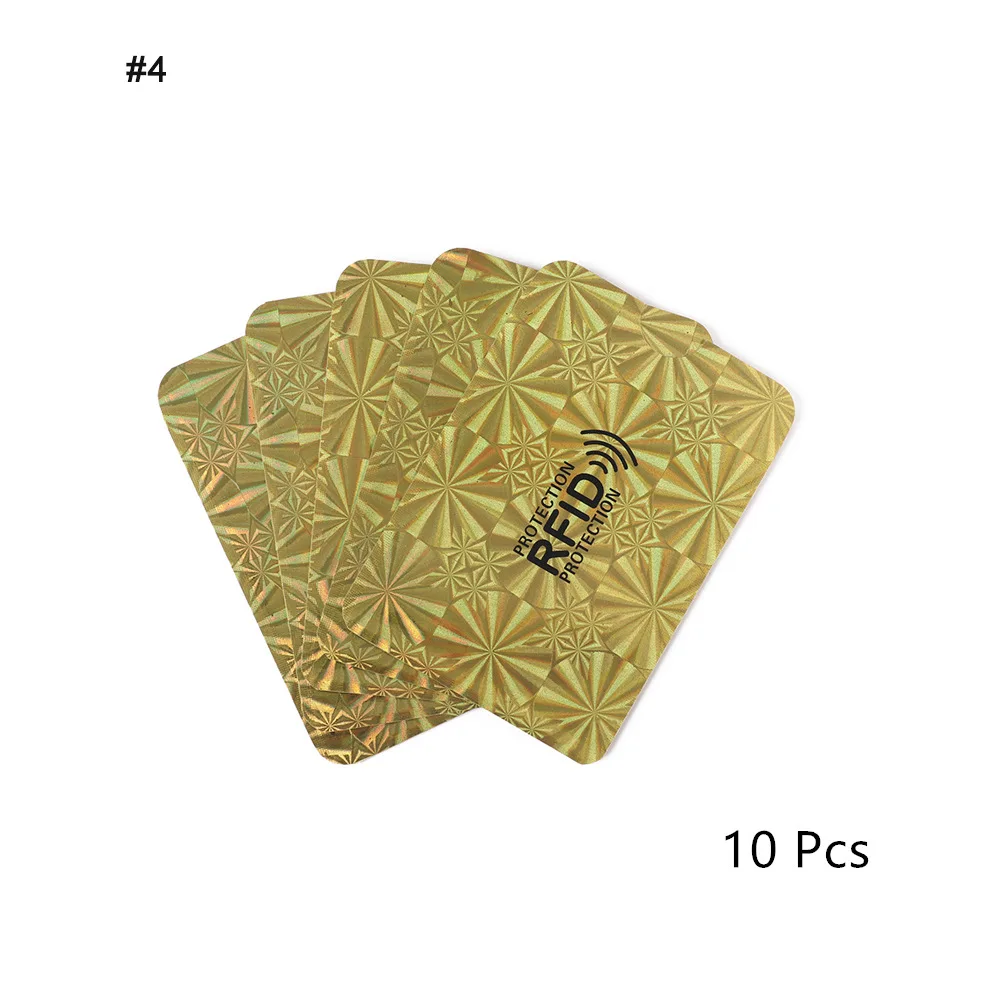 04-10Pcs 5/10 шт. Алюминий Фольга RFID чехол анти-размагничивания держатель для карт Защита банковской карты комплект Экранирование сумка NFC Анти-кражи держатель для карт - Цвет: 04-10Pcs