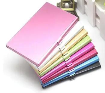 

Fashion Metal Colorful Business Card Holder Aluminium Alloy Id Credit Cards Cover Case Pocket Box Home Office Storage Wholesale