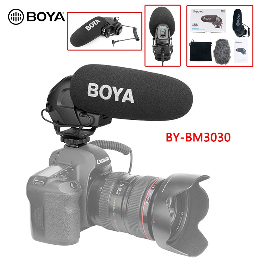 BOYA BY-BM3030 микрофон на камере с 1/4 винтовым 3,5 мм разъемом для речевого сигнала для DSLR камеры s видео аудиозаписывающие устройства конденсаторный микрофон