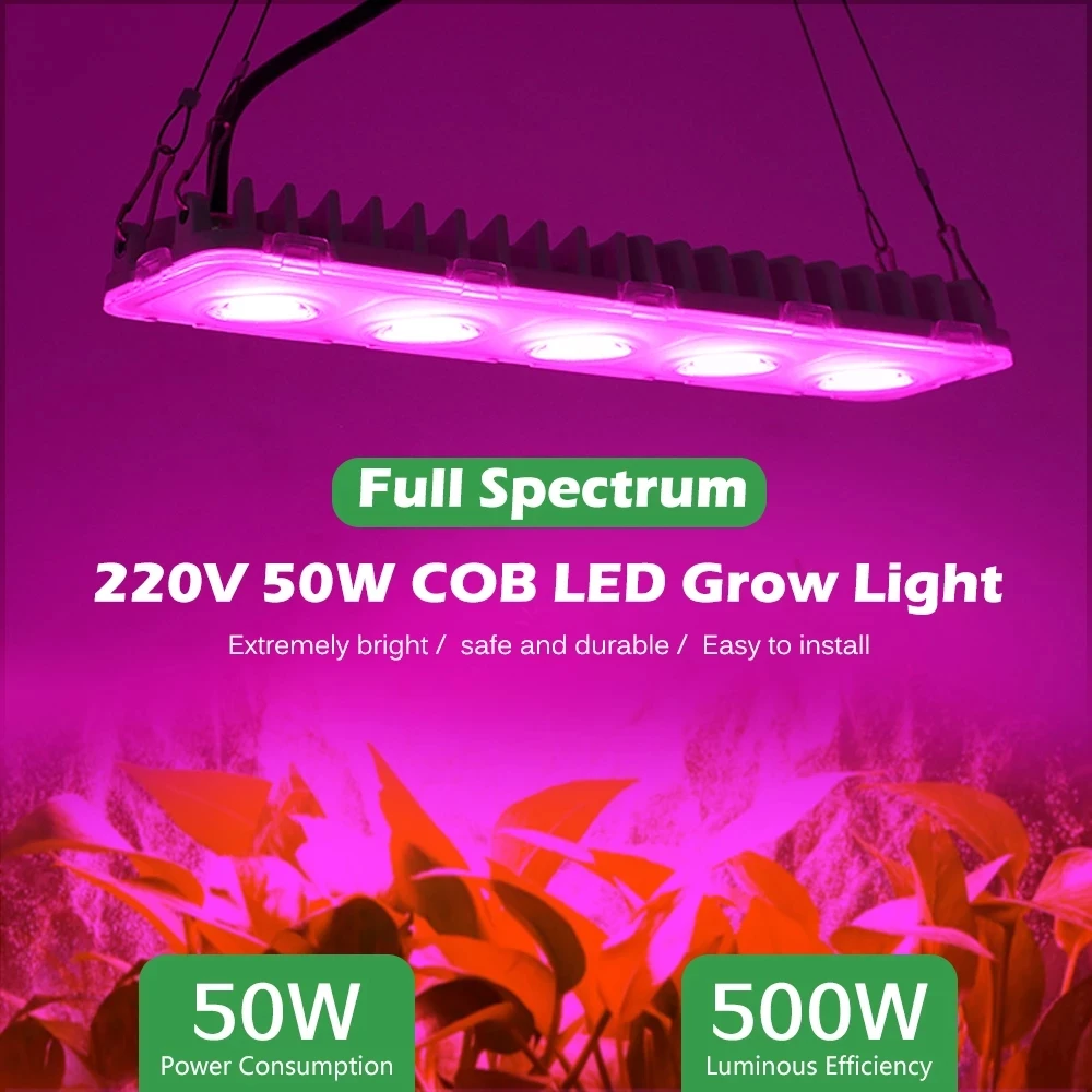 

COB LED Grow Light Full Spectrum AC220V 50W Led Grow Lamp Indoor Plants IP65 Waterproof Greenhouses Indoor Phyto Lamp