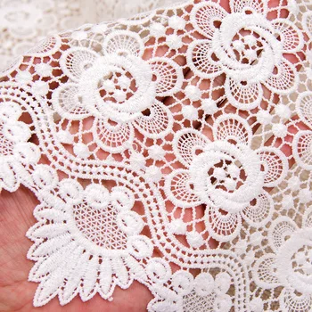 

Floral Guipure Venice Lace Fabric, Hollow Out Milk Silk Fiber lace fabric, Bridal Dress Wedding Gown Lace fabric, by 1 yard
