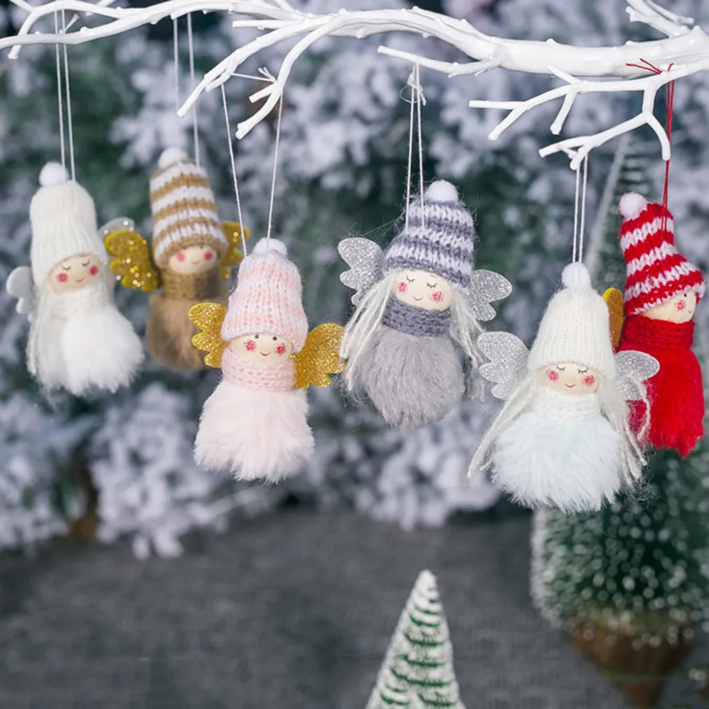Милый Миниатюрный Плюшевый Ангел девочка Рождественская елка Подвески украшения шерстяная кукла год Рождественские подарки adornos de navidad