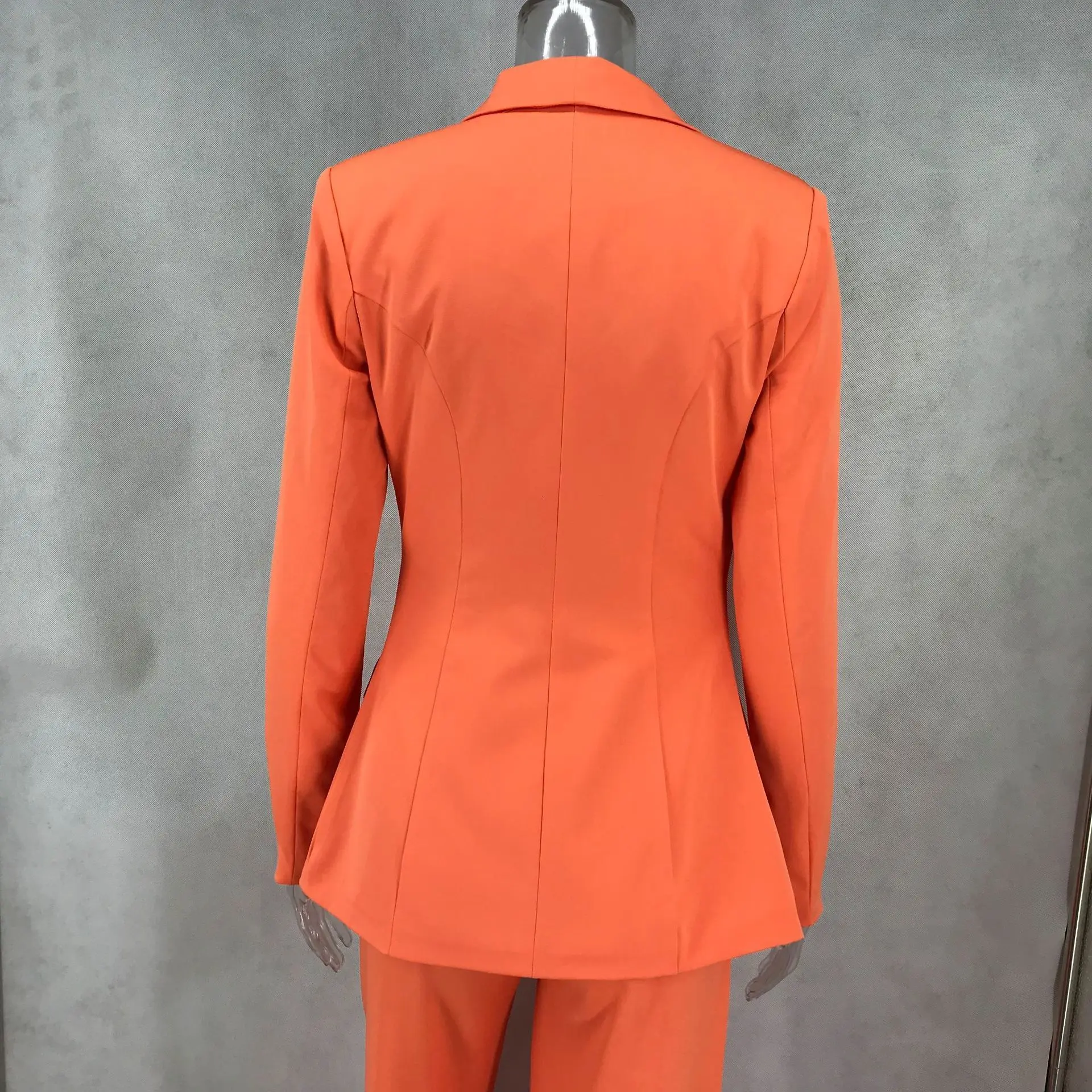 Зима осень женский длинный рукав открытый блейзеры и прямые брюки костюм из двух частей офисный женский спортивный костюм винтажные наряды