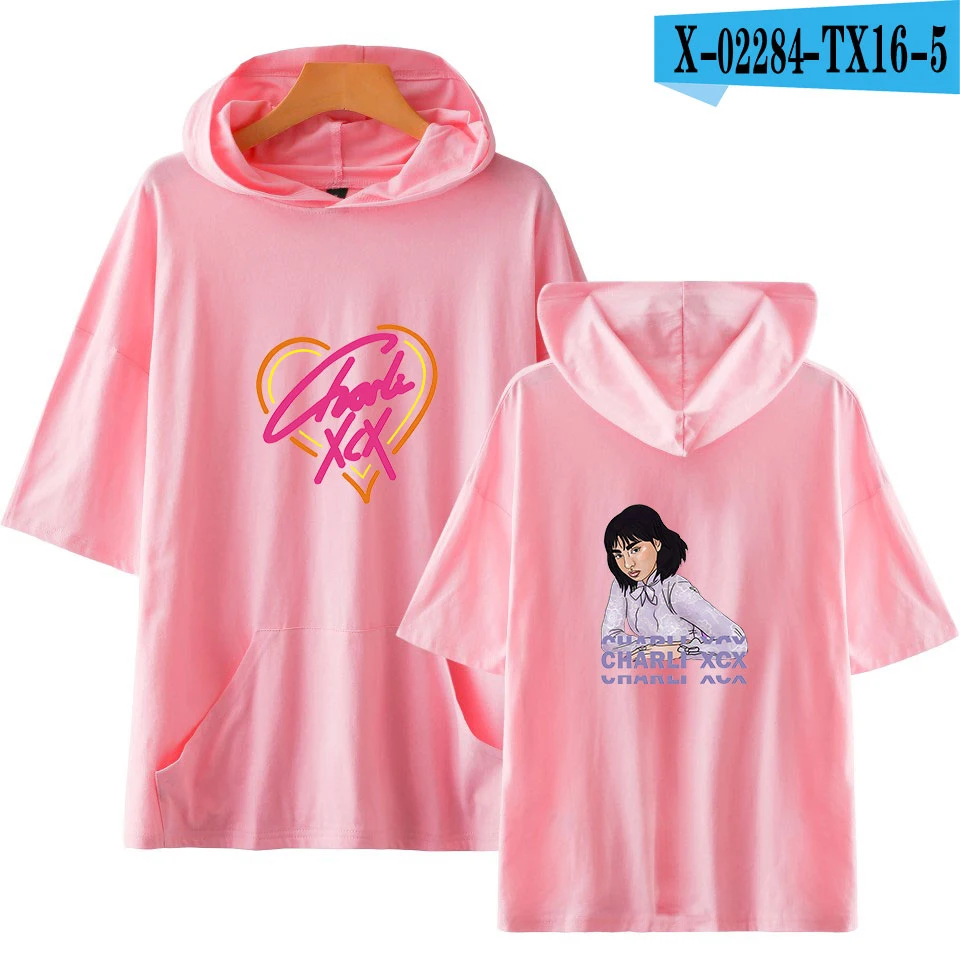 Charli XCX Women's Short sleeve T-shirt New summer hoodies number pocket tee shirt - Цвет: Армейский зеленый