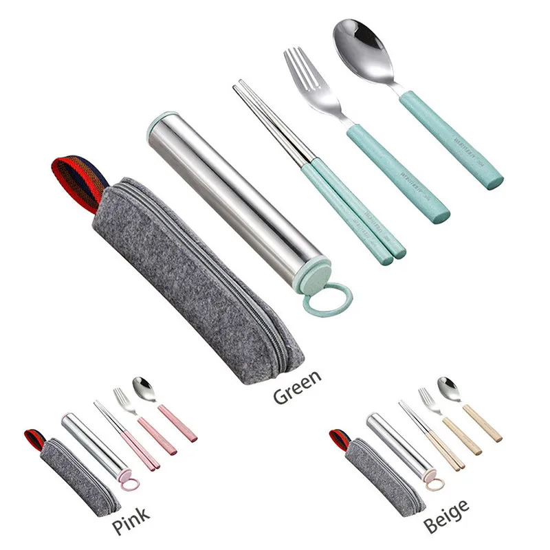 Best Selling Four-Color 5 Pcs / Set Of Stainless Steel Fork+Packaging Western Tableware Kitchen Cutlery Set