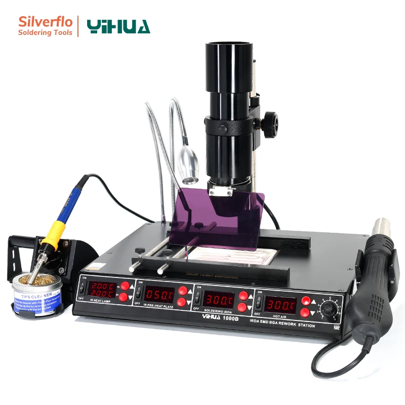 YiHua 1000B 1350 Вт Инфракрасная паяльная станция SMD горячего воздуха пистолет 3 в 1