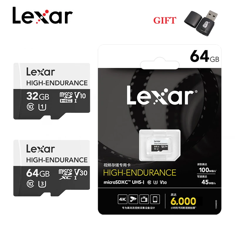 Оригинальная карта Lexar HIGH ENDURANCE Micro sd 128 ГБ 32 64 Гб V10 V30 памяти tf для телефона