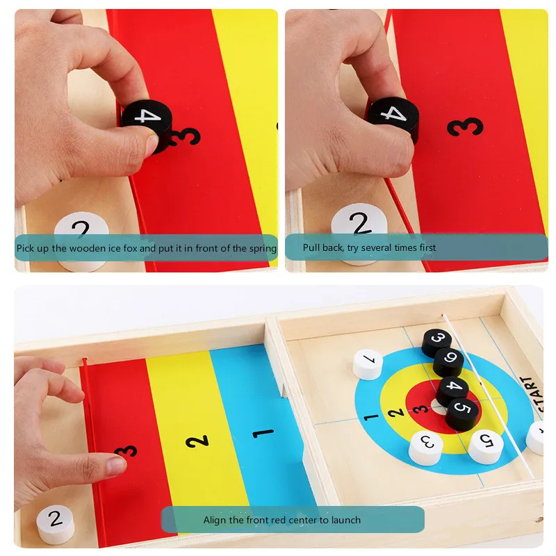  Curling Ball Board Games Adults Wooden Parent-child Interaction Toys Mini Wood Table Toy Montessori