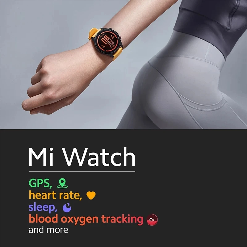 Global Version Xiaomi Mi Watch Blood Oxygen GPS Bluetooth 5.0 Fitness Tracker Heart Rate Monitor 5ATM Waterproof Mi Smart Watch