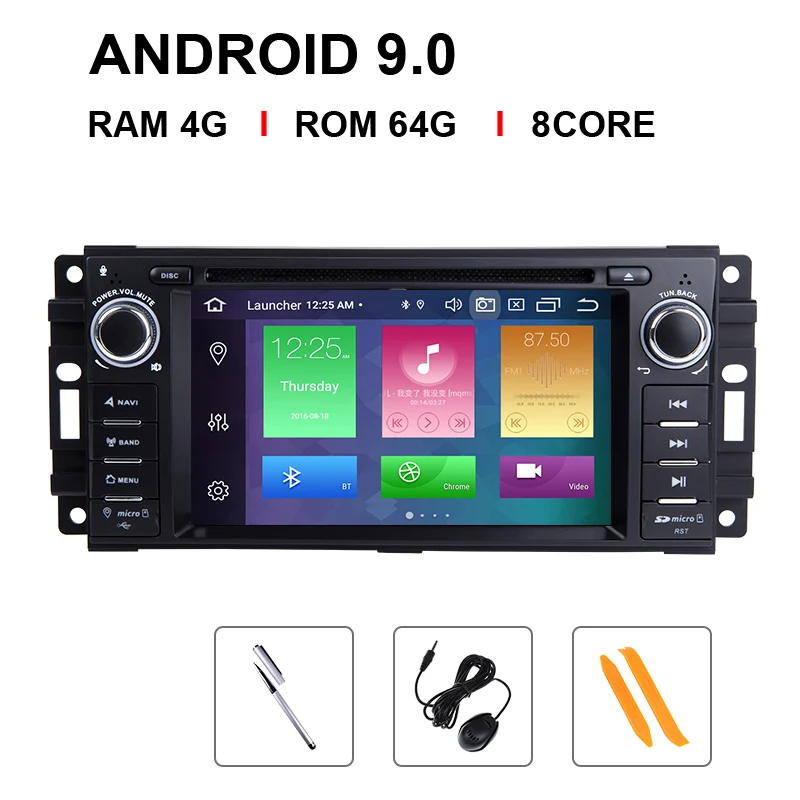 1 Din Android 9 автомобильный dvd-плеер для Jeep Grand Cherokee Chrysler 300C Компас Патриот Dodge SebringGPS навигация Радио стерео 4G - Цвет: 8 Core 64 ROM