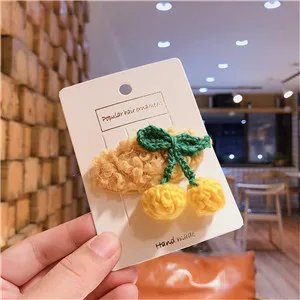 Light yellow Детские заколки для волос из овечьей шерсти и вишни, модные заколки для волос BB, заколки для волос для девочек, детские боковые заколки для волос аксессуары - Цвет: Light yellow