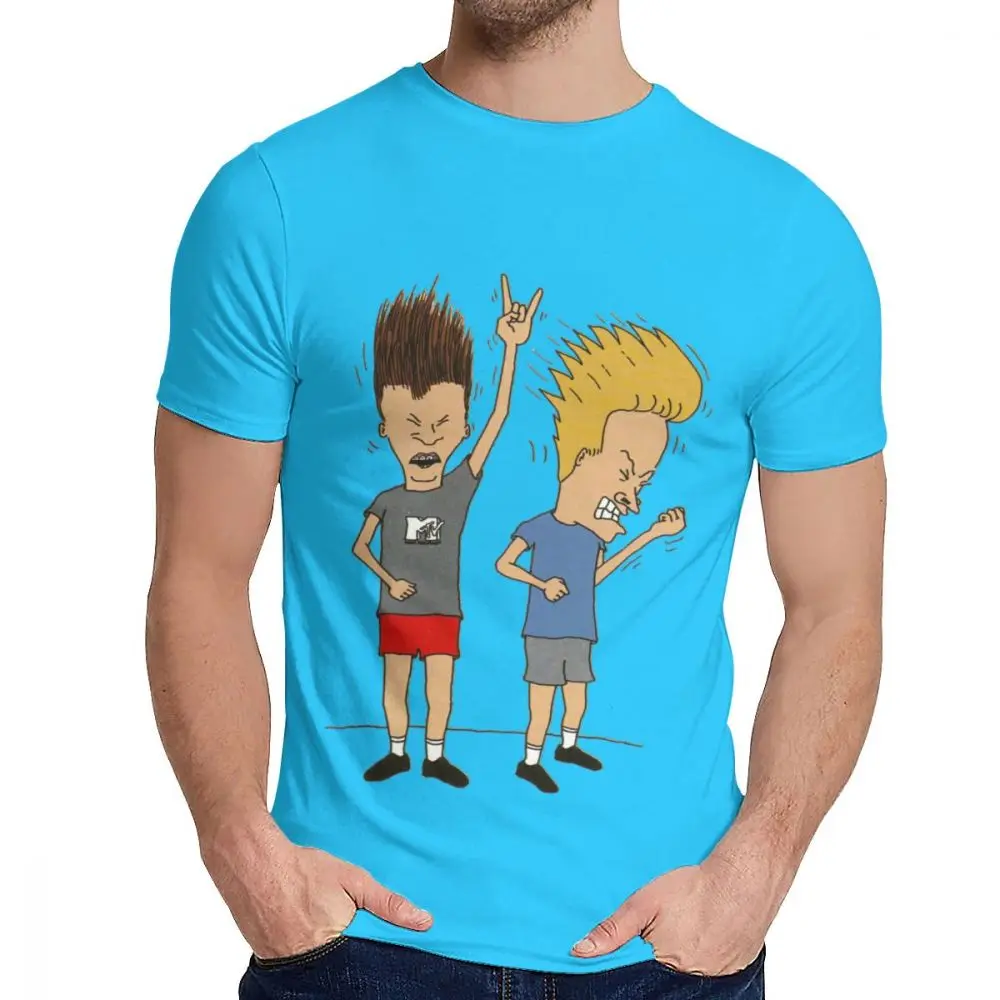 Мягкая Beavis Butthead Rock с коротким рукавом для мужчин; Новая модная футболка для отдыха с круглым вырезом - Цвет: Королевский синий