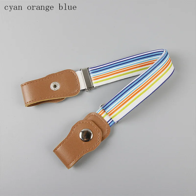 cyan orange blue Детский Эластичный пояс с пряжкой и рисунком, Детский пояс для мальчиков и девочек, пояс для платья, джинсы, брюки регулируемый ремень для малышей - Цвет: cyan orange blue
