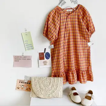 

2020 New Style Girls Plaid Dress Cotton Fashion Summer Girls Dresses 1-6t PY955