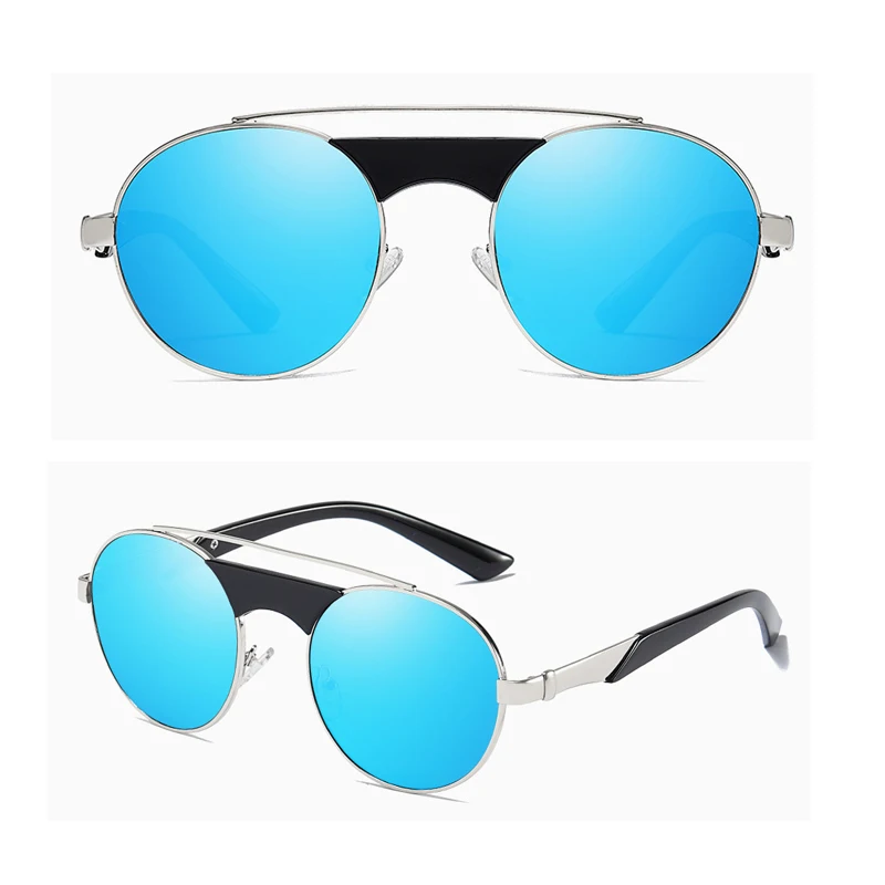 Retro Polarized Sunglasses Round Frame Unisex UV Outdoor Sports Dark Glasses Eye Protection Travel Holiday Fashion Glasses - Цвет линз: TYPE-E