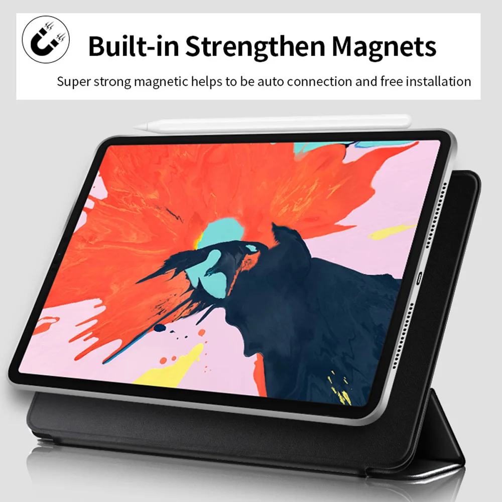 Чехол для лица ID 11 12,9 дюймов iPad Pro, Магнитный ультра тонкий элегантный чехол с подставкой Чехол с поддержкой зарядки
