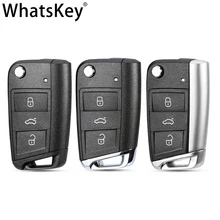 WhatsKey 3 button Flip Remote Car Key Shell Case For Volkswagen Skoda Octavia A7 VW Golf 7 MK7 Seat Leon Passat Beetle Polo Bora