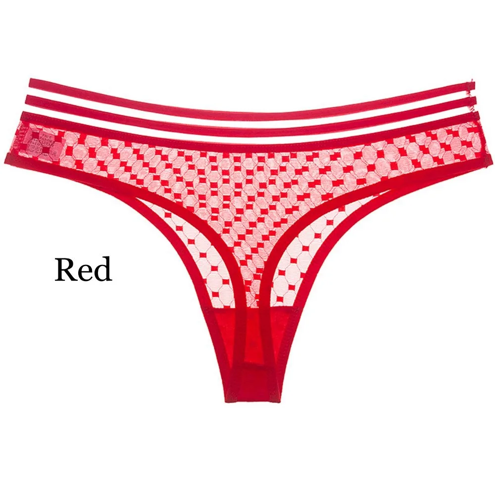 red 1 1PC Women Sexy T Lace Underwear Low-Waist Sexy Panties for Women G-String Thong Briefs Lingerie Ladies Exotic Seamless Panties - Цвет: red 1
