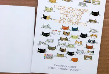 

1 Piece Cute Cats Facebook Recordable Classical Vintage Art Travel Postcard Greeting Card Birthday Gift Postcards Illustration