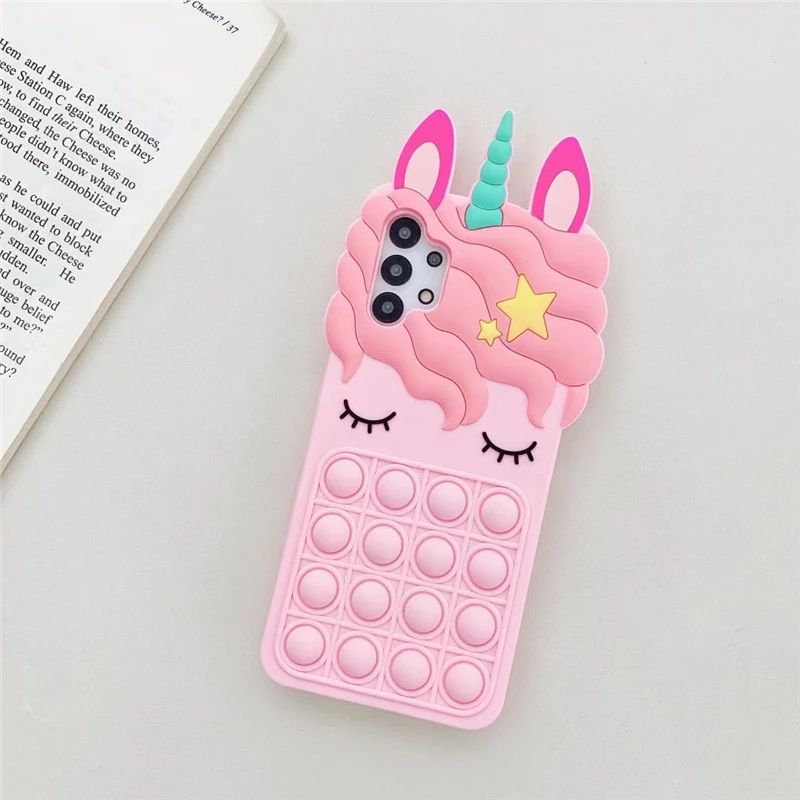 cute phone cases for samsung  Pop  Fidget Toys Bubble Case For Samsung Galaxy S21 S20 S10 S9 Plus Note 9 10 20 Ultra Pro 3D Cartoon Unicorn Soft Silicon Cover samsung silicone case