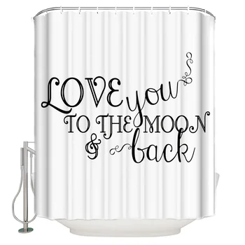 

Simple Love You WordShower Curtain Bathroom Decorative Fabric Waterproof Shower Curtain