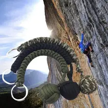 Нержавеющая сталь мяч кулон парашют шнур брелок Открытый Веревка Ключ зонтик скалолазание кемпинг кольцо наборы выживания Q6L5